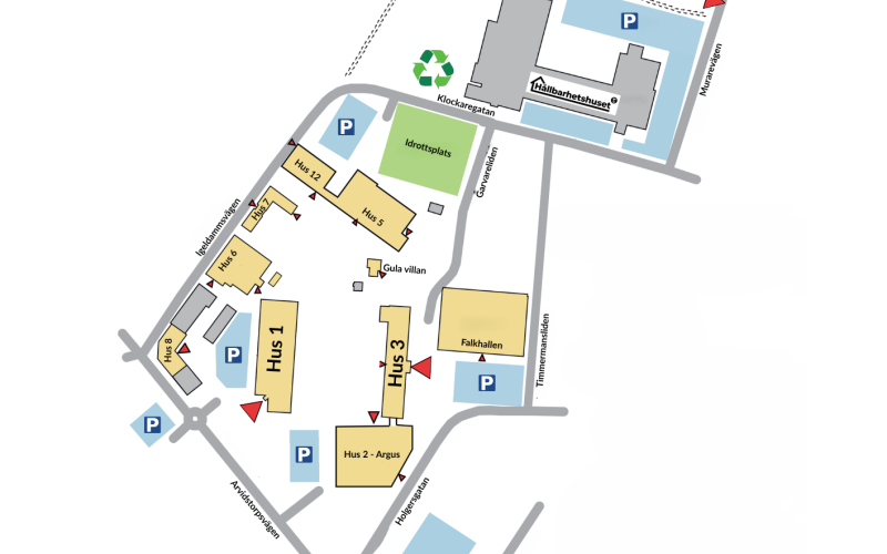 Karta över vuxenutbildningens lokaler och hus